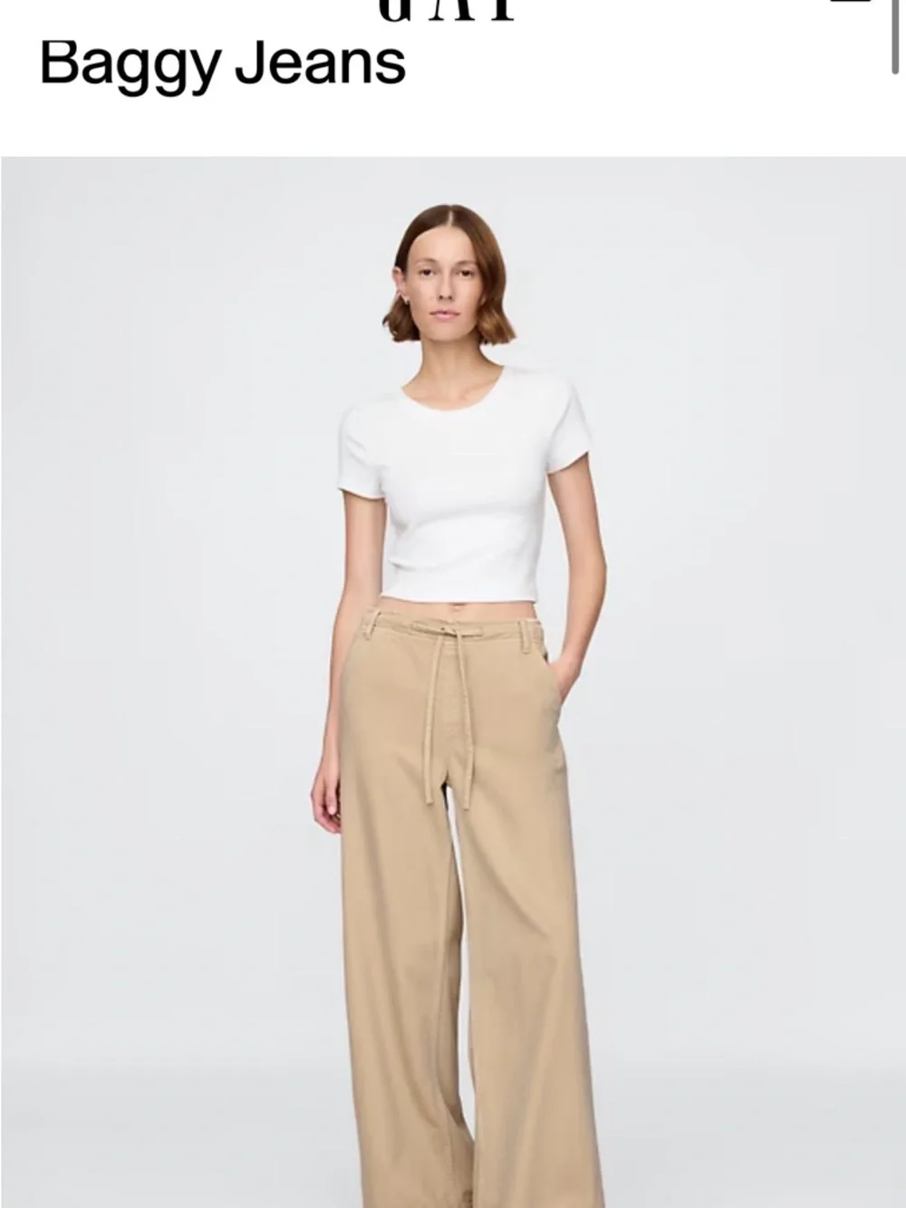 GAP mid rise easy baggy jeans - khaki bedrock beige - Picture 1 of 4